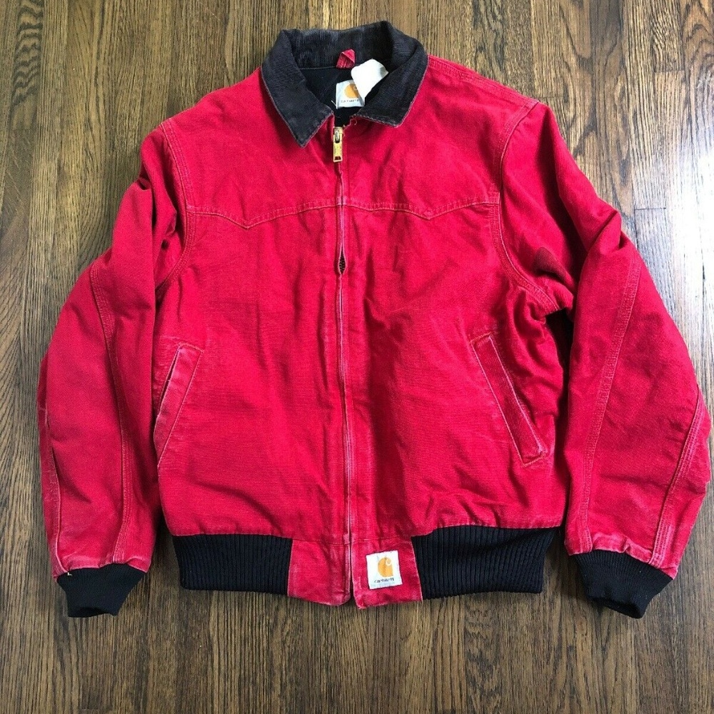 Carhartt Jacket Red Arctic Quilt Lined Corduroy